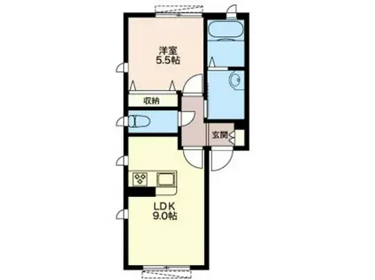 メゾン ド ソレイユ(1LDK/2階)の間取り写真