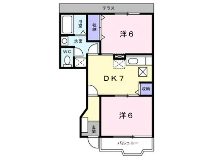 サニーヴィラ貮番館(2DK/1階)の間取り写真