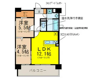ラヴィアン宮前II号館(2LDK/2階)の間取り写真