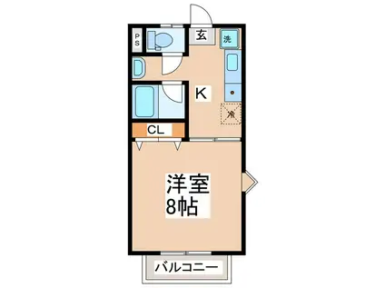 シャン・カマラードA棟(1K/2階)の間取り写真