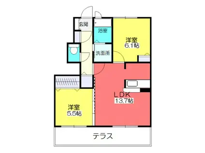 シャーメゾンK壱番館(2LDK/1階)の間取り写真