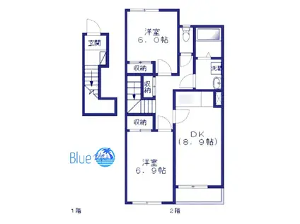 プロニティ―・ヒルズ(2DK/2階)の間取り写真