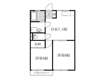 サンリバー(2DK/2階)の間取り写真