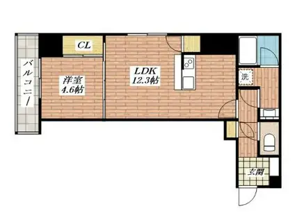 山崎第15マンション(1LDK/2階)の間取り写真