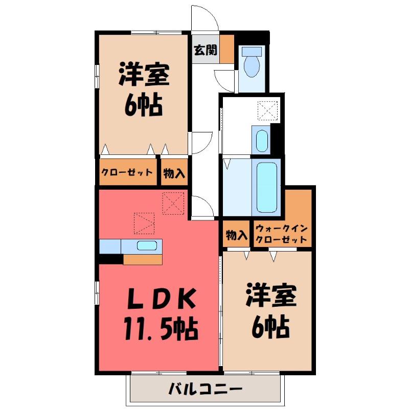 リビングタウン下石倉 B(2LDK/1階)の間取り写真