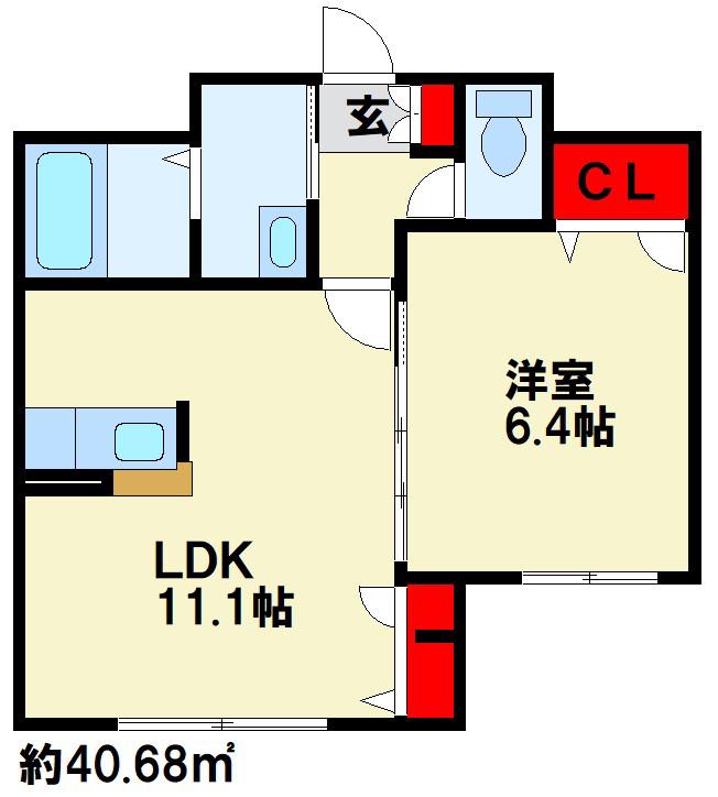 ハーティストK B棟(1LDK/1階)の間取り写真