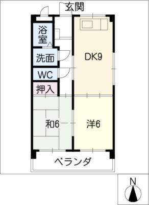 サンメゾン平針(2DK/7階)の間取り写真
