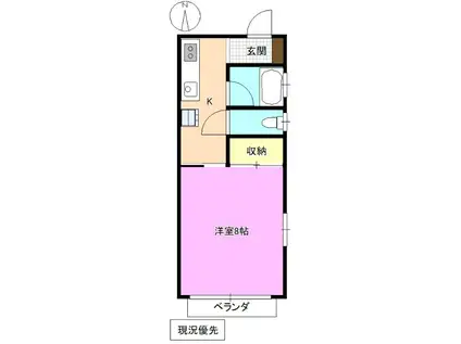 レモンシャープ(1K/1階)の間取り写真