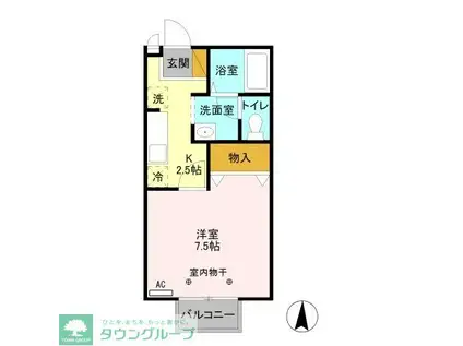 エスペランサ・K(1K/2階)の間取り写真