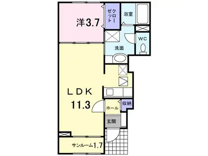 エクセル(1LDK/1階)の間取り写真