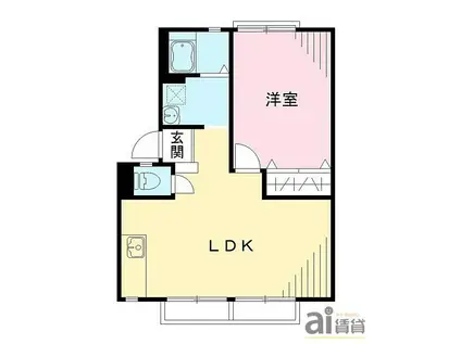 コーポ岩田(1LDK/2階)の間取り写真