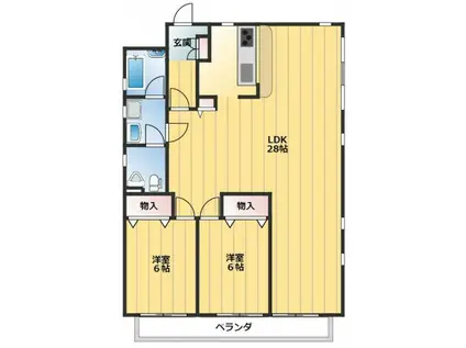 Mスタジアム(2LDK/5階)の間取り写真