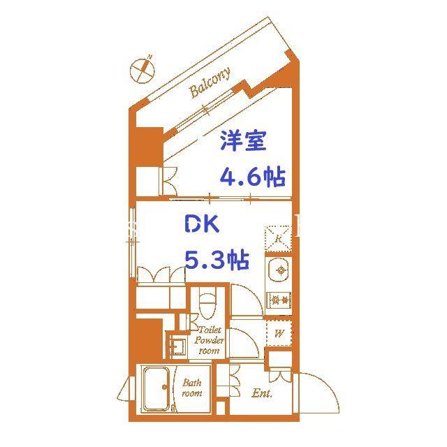 ラクレイス横濱関内(1DK/3階)の間取り写真