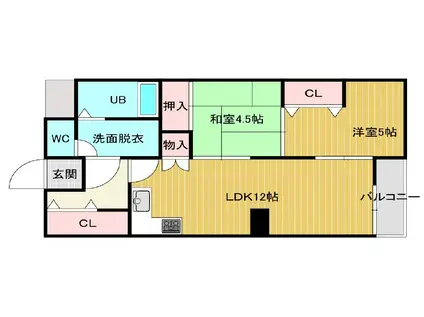 ロイヤルハイツ太寺(2LDK/3階)の間取り写真