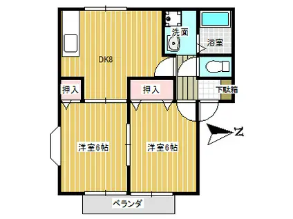 クレストールAB(2DK/2階)の間取り写真