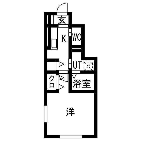 JR東北本線 六原駅 徒歩20分 2階建 築1年(1K/1階)の間取り写真