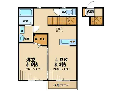 エトワールコウゲン アン(1LDK/2階)の間取り写真