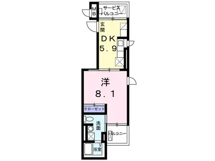 フェリーチェ ウーノ(1DK/4階)の間取り写真