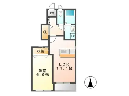 サンク モンターニュ(1LDK/1階)の間取り写真