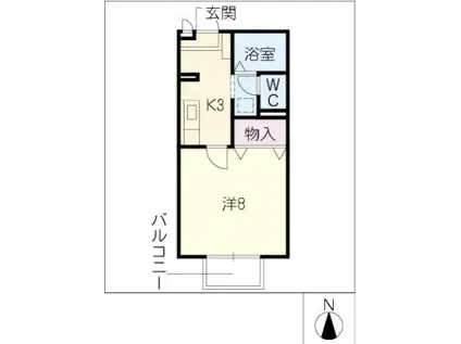 メゾンドソレイユ B棟(1K/2階)の間取り写真