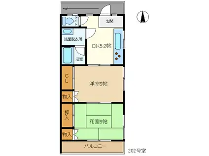 八街いアパート(2DK/2階)の間取り写真