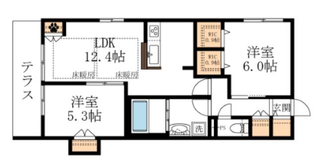 FLOWER FIELDS KASHIWA(2LDK/1階)の間取り写真