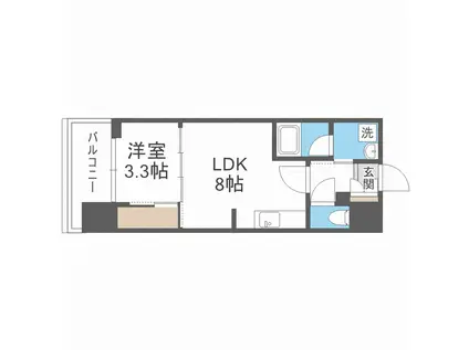 シーズンフラッツ阿波座(1LDK/8階)の間取り写真