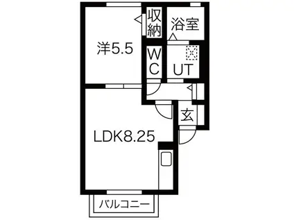 シャネル(1LDK/2階)の間取り写真