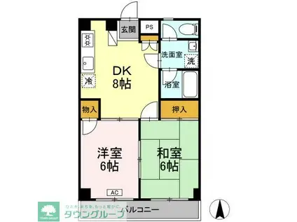 大木ハウス(2DK/2階)の間取り写真