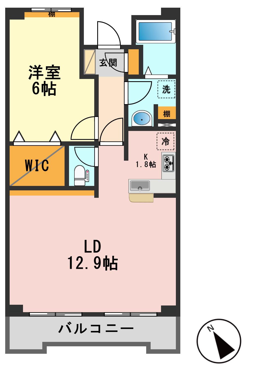 ベルウッド一之江(1LDK/1階)の間取り写真