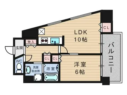 クイーンズコート阿波座(1LDK/5階)の間取り写真