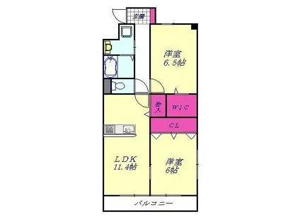 プリンシパル(2LDK/6階)の間取り写真