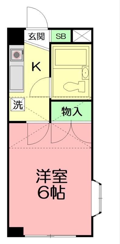 ジョイパレス平塚(1K/3階)の間取り写真