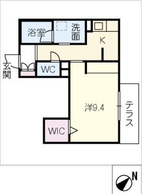 クリザンテーム(1K/1階)の間取り写真