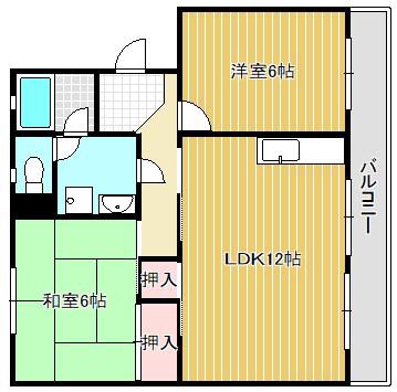 栗東ハイツ(2LDK/3階)の間取り写真