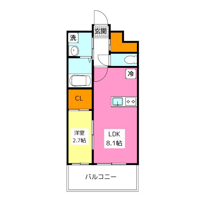 MODERN EIGHT高宮LIETO(1LDK/8階)の間取り写真