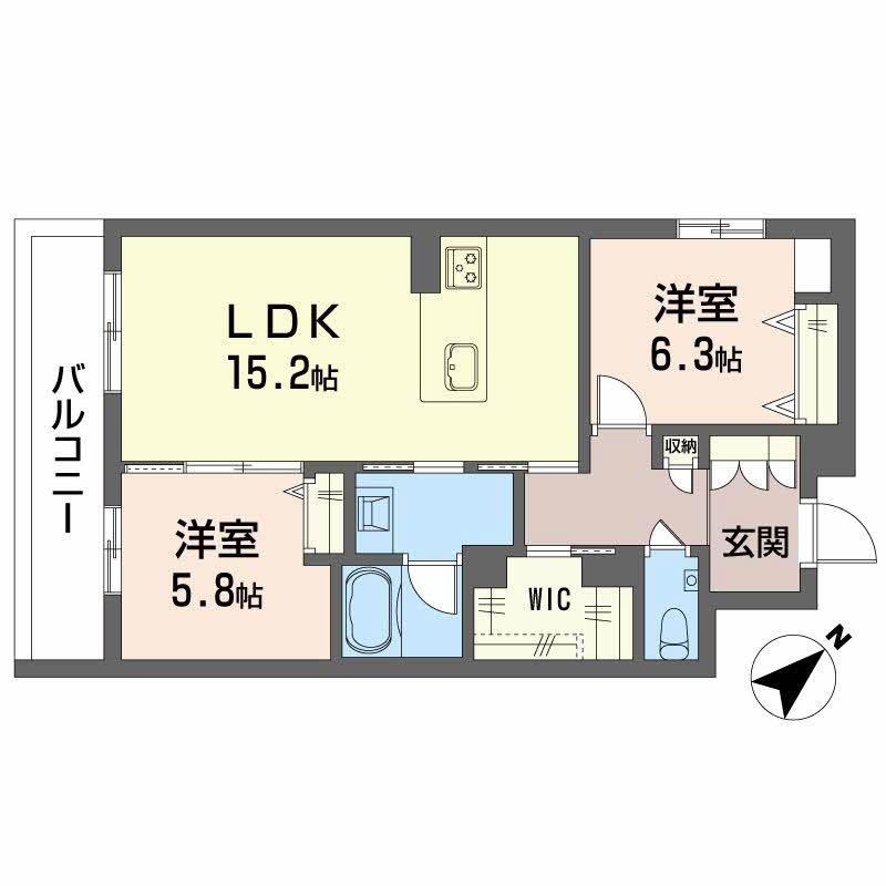 アンビエラ八事(2LDK/2階)の間取り写真