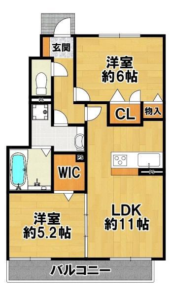 ボヌールメゾン(2LDK/1階)の間取り写真