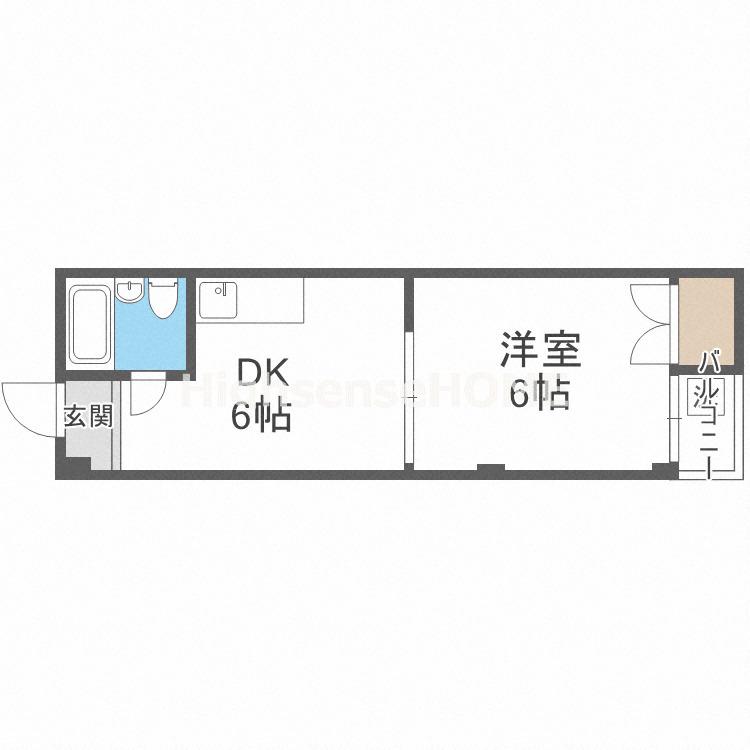 白樺ハイツ清水(1DK/4階)の間取り写真