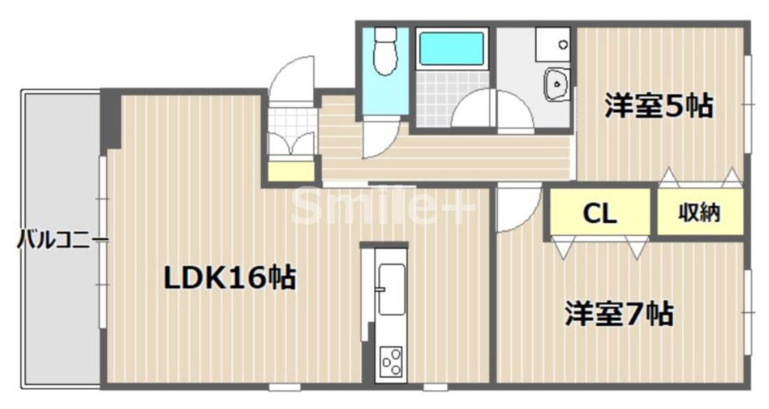 コートラベンダー北長瀬(2LDK/3階)の間取り写真
