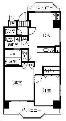 オーシャンクレスト(2LDK/3階)の間取り写真