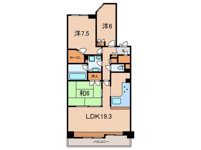 シティハウス芦屋楠町(3LDK/4階)の間取り写真