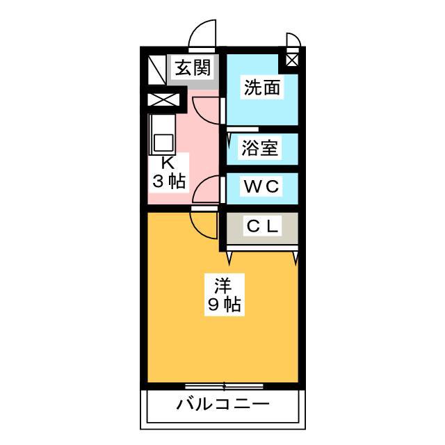 サザンクロスI(1K/3階)の間取り写真