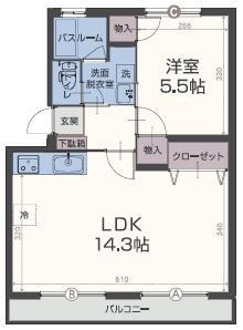 楠の台ハイツ(1LDK/2階)の間取り写真