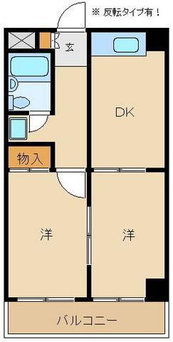 ベル島田(2DK/4階)の間取り写真