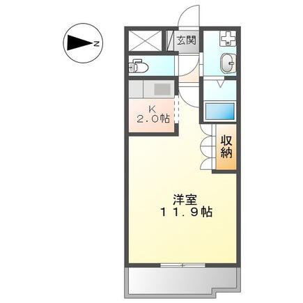 グランドールヒメジ(1K/1階)の間取り写真