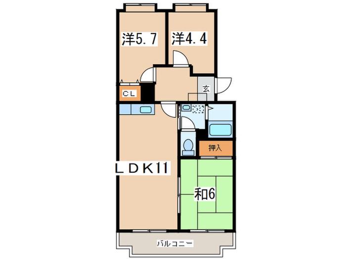 サンパレス湘南(3LDK/4階)の間取り写真