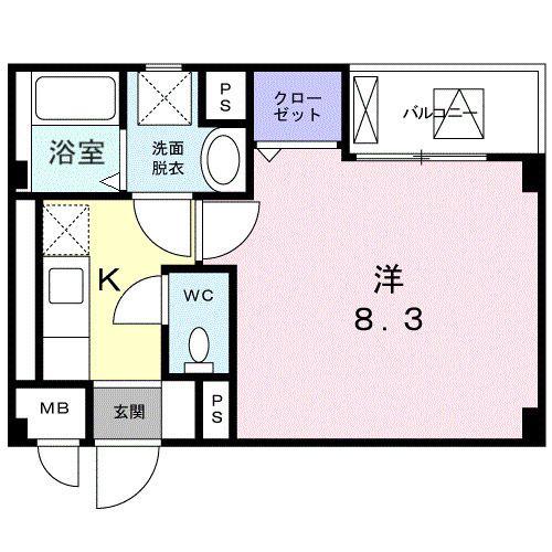 ベルメゾン 丸松(1K/2階)の間取り写真