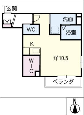 WHITE ASH(ワンルーム/1階)の間取り写真