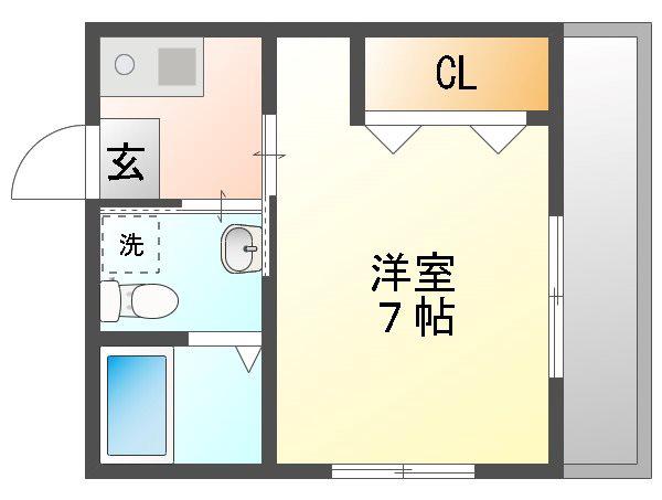 レジデンス伊島 B棟(1K/3階)の間取り写真